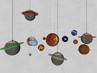 Modern Solar System Planet Chandelier Moon Chandelier Space Theme Children's Decorative Chandelier Cosmic Planet Decorative Chandelier 3d model