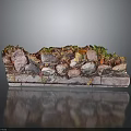 Artistic Wood and Stone Decorative Piece with Various Colored Stones Green Moss and Natural Texture