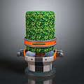 Cylindrical Green Foliage Device With Mechanical Base And Orange Ring