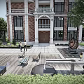 Beautiful Courtyard Garden Featuring Wooden Deck Outdoor Seating Shaded Area And Lush Greenery
