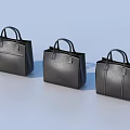 Three Black Leather Handbags With Minimalist Design Structured Shape And Top Handles