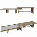 Wooden Tea Table and Chairs with Simple Modern Design and Natural Wood Finish