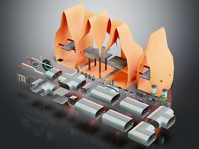 Intelligent Machine Modular Design With Mechanical Components And Internal Pipe Structures 3d model