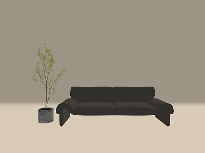 Modern Double Sofa Multi-Person Sofa Leather Sofa Green Planting 3d model