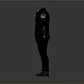 Black Formal Suit With Bow Tie Trousers And Leather Shoes On Mannequin