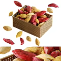 Sweet Potatoes In And Around A Woven Basket 3d model