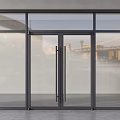 Modern Glass Double Doors With Black Frame And Large Glass Panels Design