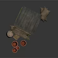 Rustic Wooden Shed With Terracotta Pots Barrels And Sacks
