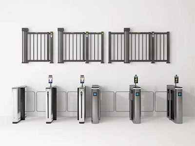 Public Facilities Access Control Gates With Automatic Barriers And Security Turnstiles 3d model