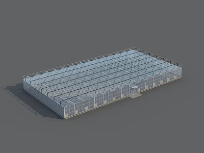 Modern Large Greenhouse With Glass Roof Arched Windows And Metal Frame 3d model
