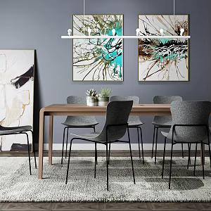Nordic Dining Table and Chair Combination 3d model