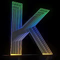 3D Letter K Design With Colorful Neon Light Lines On Black Background
