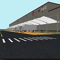 Spacious Commercial Freight Truck Parking Lot Equipped With Sunshade Near Large Cold Storage Warehouse