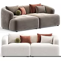 Light And Gray Fabric Sofas With Brown Green Decorative Pillows 3d model