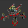 Green And Red Mechanical Robot Toy With Multiple Legs And Complex Structure