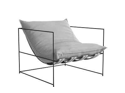 Modern Accent Chair with Black Metal Frame Padded Seat and Backrest Contemporary Design 3d model