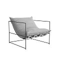 Modern Accent Chair with Black Metal Frame Padded Seat and Backrest Contemporary Design