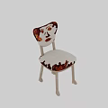 Artistic Face Pattern Backrest Fabric Upholstered Chair With Light Wooden Legs Design