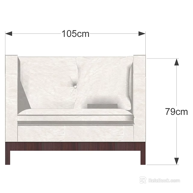 Modern Single Sofa Interior With 105cm Length And 79cm Height Design 3d model 