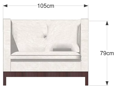 Modern Single Sofa Interior With 105cm Length And 79cm Height Design 3d model