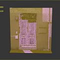 Classic Entrance Door With Brown Double Doors Orange Wall Wrought Iron Grille And Brick Steps