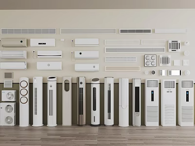 Variety of Air Conditioners and Fans on 3d model