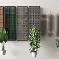 Modern Room Dividers With Grid And Curved Designs And Potted Plants