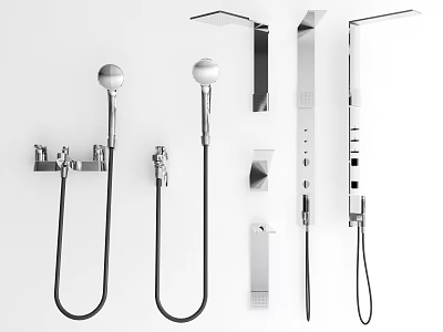 Modern shower ware hardware combination 3d model