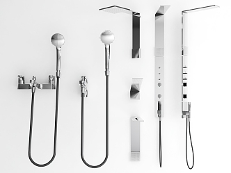 Modern shower ware hardware combination 3d model