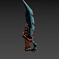 Mythical Ice Dagger with Blue Frost Blade Brown Leather Handle and Golden Accents