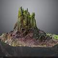 Vibrant Colorful Plant Structure With Hill Like Shape Purple Pink Base And Green Yellow Foliage