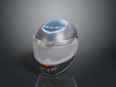 VELDX Combat Weapon Helmet With Black Orange Accents And Transparent Visor 3d model
