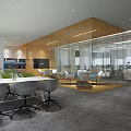 Public Office Space With Linear Ceiling Lights White Lexis Workstations Black Chairs And Large Windows