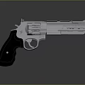 Shiny Silver Metal Revolver With Black Grip And Modern Design Features