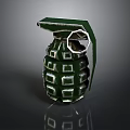 Green Military Grenade With Square Pattern And Fuse Design 3D Rendered Weapon On Dark Background