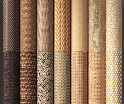 Stone and Wood Material Rolls Featuring Various Textures and Decorative Patterns 3d model