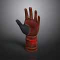Brown Leather Glove With Black Palm Area And Red Accent For Daily Use