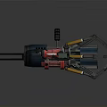 Sci Fi Weapon With Mechanical Design Blue Red Yellow Metal Components 3d model