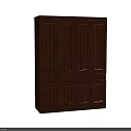 Solid Wood Wardrobe With Multiple Storage Doors And Classic Brown Finish 3d model