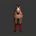 Brown And White Decorative Horse Model With Red Saddle And Leg Wraps