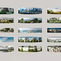 Scenic Natural Landscapes With Green Parks Trees Lakes And Urban Skylines