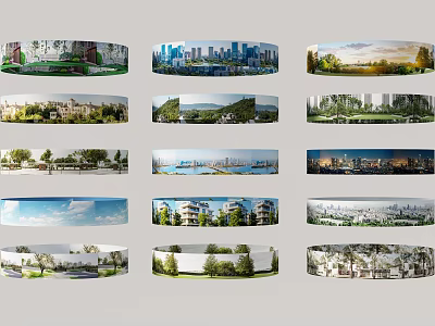 Scenic Natural Landscapes With Green Parks Trees Lakes And Urban Skylines 3d model