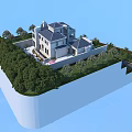Classical Detached Villa With Arched Windows Lush Lawns And Surrounding Trees