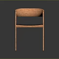 Modern Leisure Chair With Wooden Frame Curved Armrests And Black Padded Seat