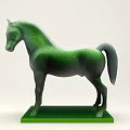 Carved Green Horse Sculpture Artistic Design With Green Base Platform