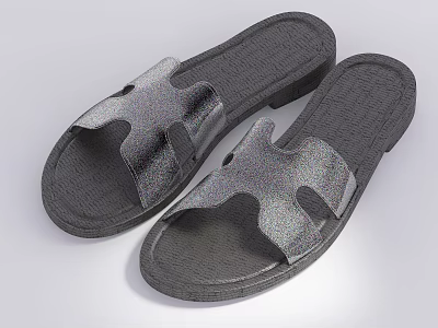 Black Slippers with Shiny Upper and Simple Design for Comfortable Daily Use 3d model