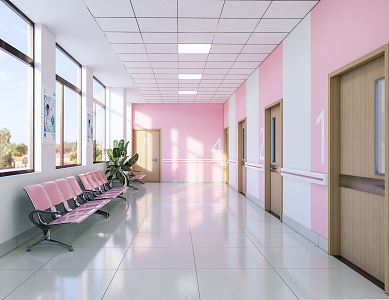 Modern Corridor Hospital Corridor Gynecology Ausle Waiting 3d model