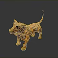 Steampunk Animal Sculpture with Orange Brown Color Metallic Components and Intricate Mechanical Design