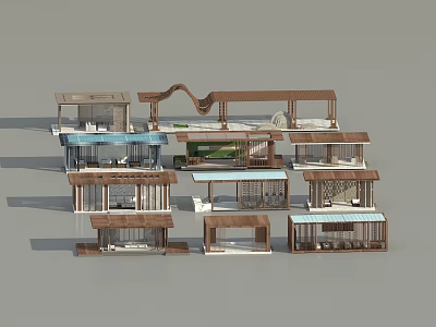Modern Wooden Pergola Designs With Various Styles Lattice Roof And Architectural Structures 3d model