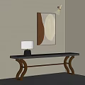 Modern Corner Interior With Black Console Table White Lamp And Abstract Painting 3d model